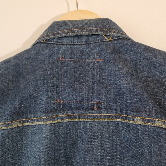 VTG GUESS Los Angeles Mens  Rigid Denim Vest Sz L Biker Streetwear Motorcycle - Picture 8 of 12